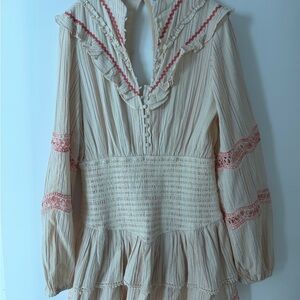 HEMANT & NANDITA Cream and Pink Dress